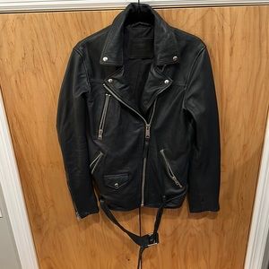 All Saints Balfern Silver Leather Biker Jacket